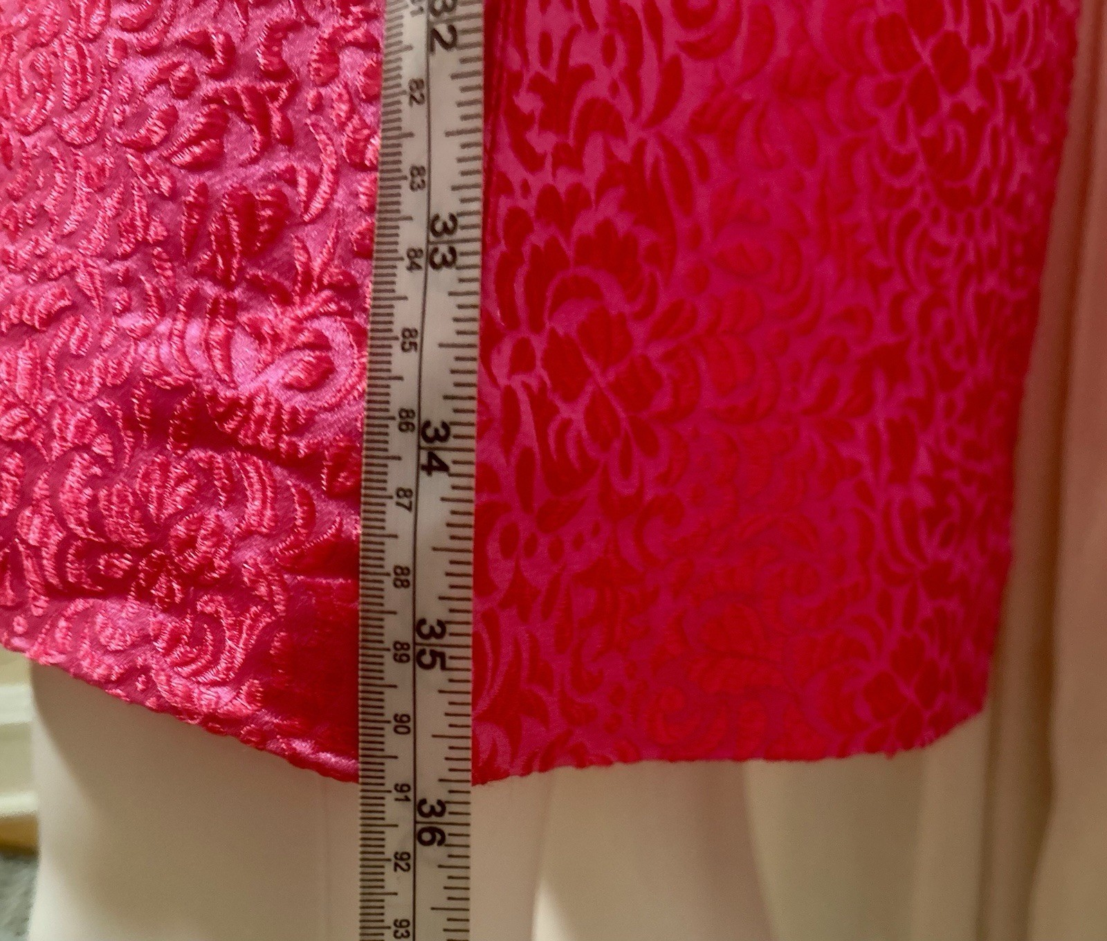 Vtg 50s 60s Handmade Hot Pink Jacquard Mod Go Go Cocktail Shift Mini Dress SZ S
