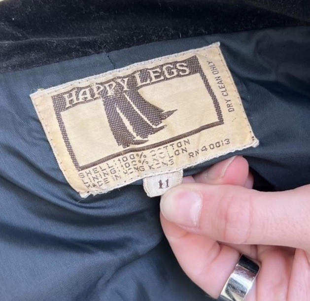 Vintage Black Velvet Blazer Happy Legs Size 11 Made In Hong Kong