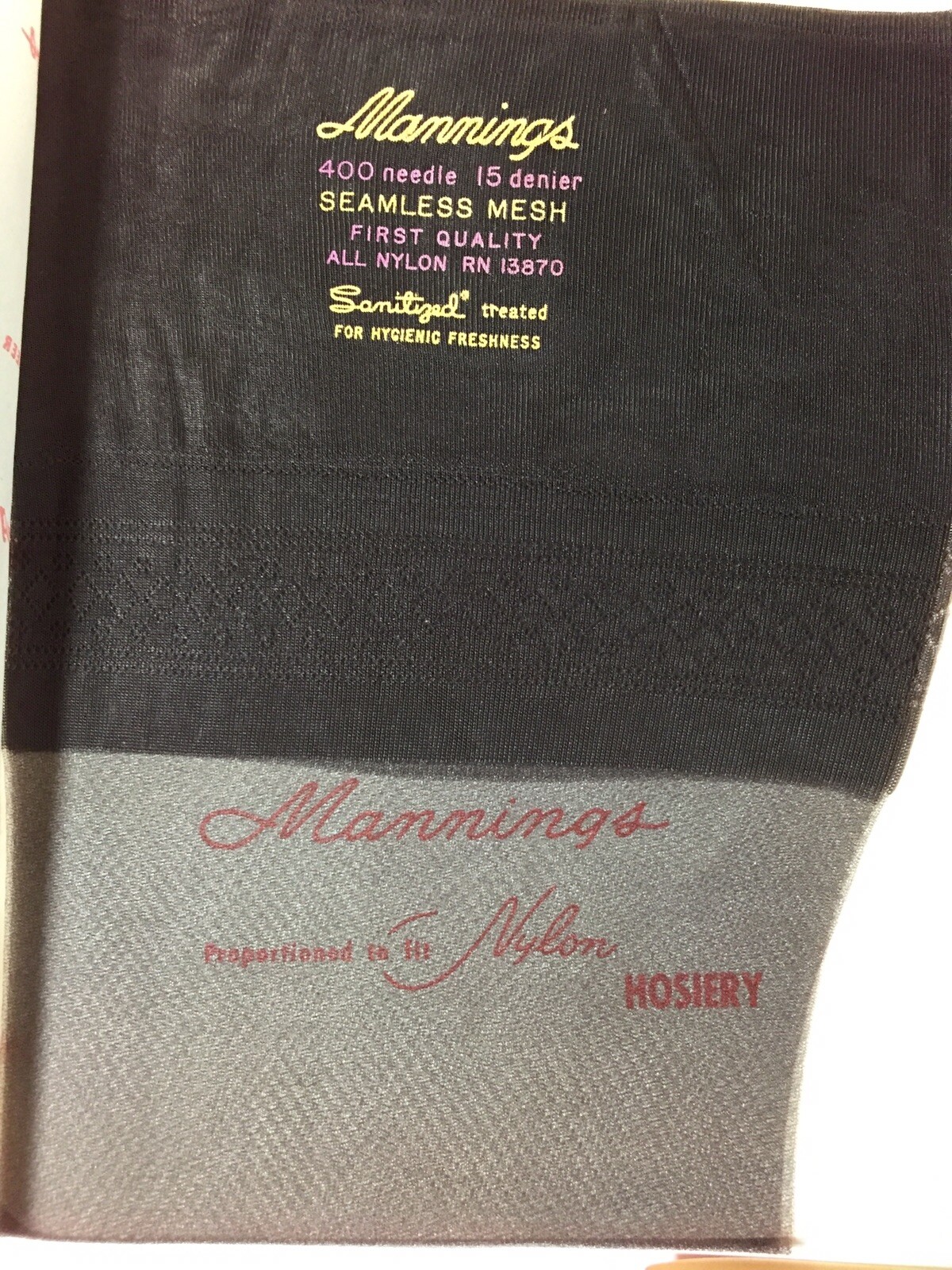 3 Pairs Vintage Nylon Girdle Stockings Mannings Reinforced Heels Toes Sexy BLACK