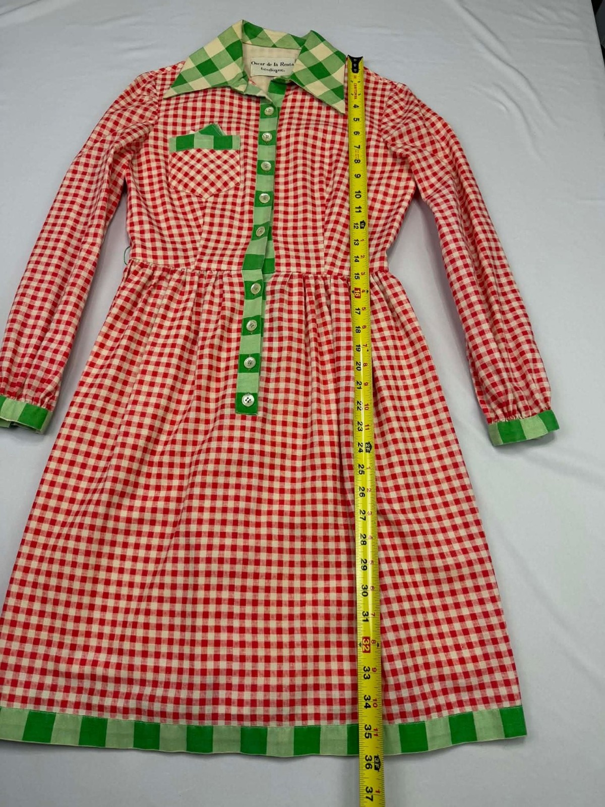 Vintage Oscar de la Renta Boutique Joseph Magnin Gingham Shirt Dress