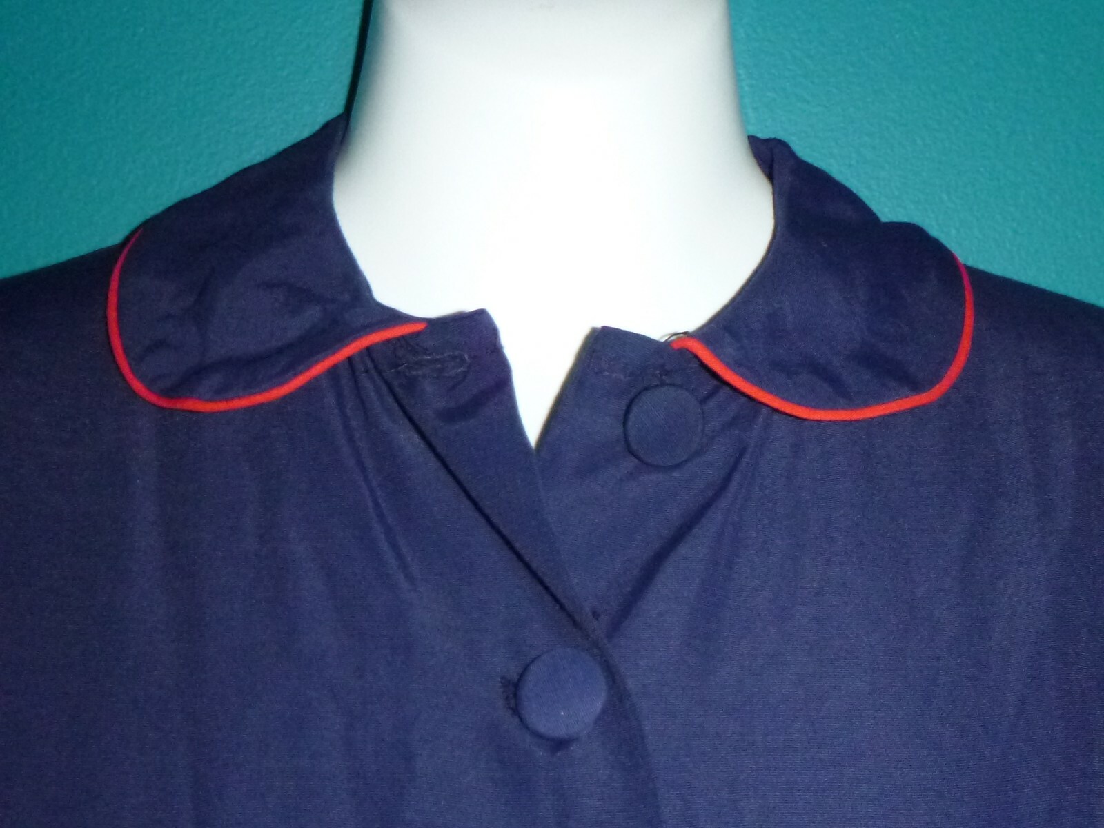 NWT TRUE Vtg 1950’s Dress Blue w/ Red Piping Kate Greenaway Seniorville XSmall