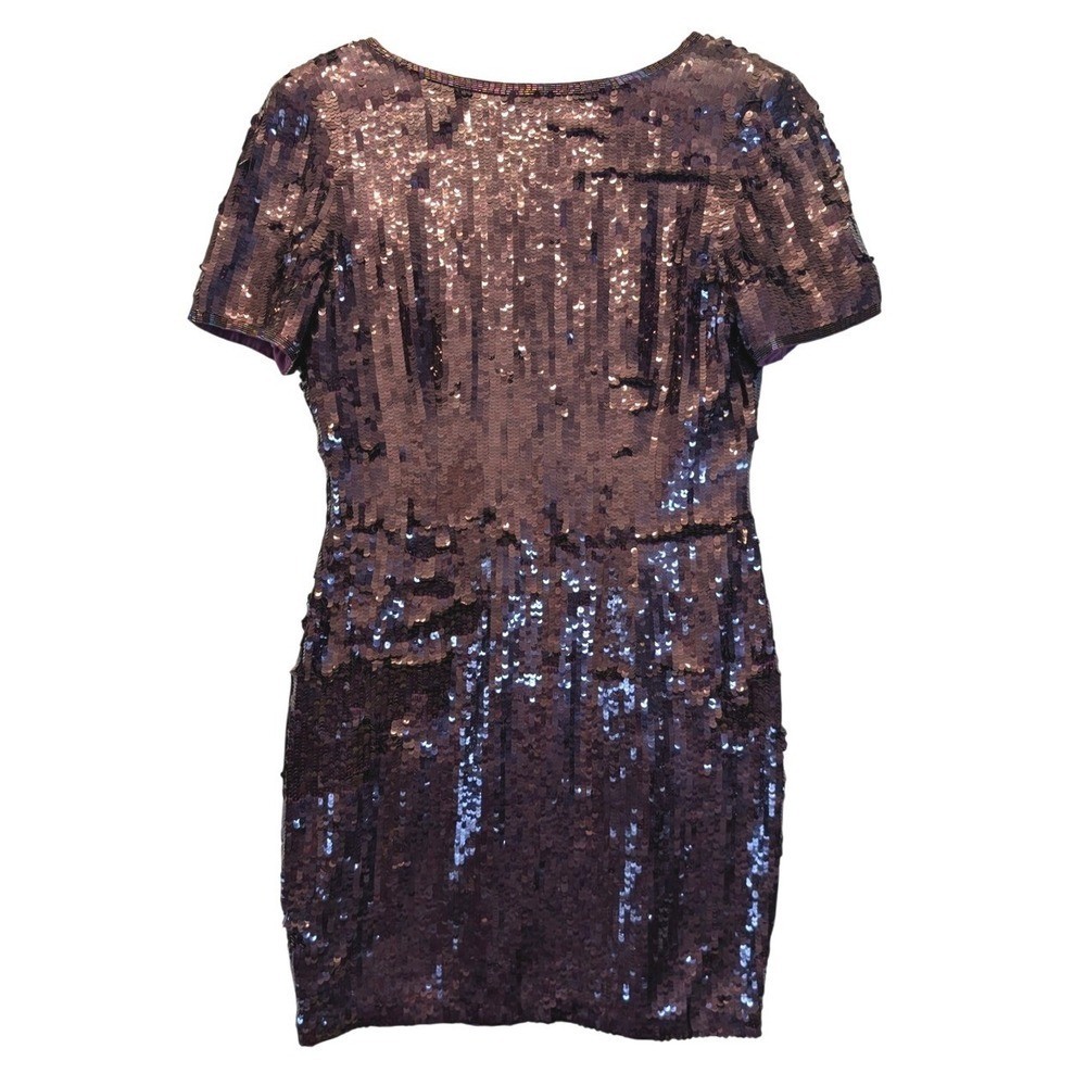 AJ Bari Vintage Silk Sequin Cocktail Dress Purple V-Back Mini Size 12 RN50438