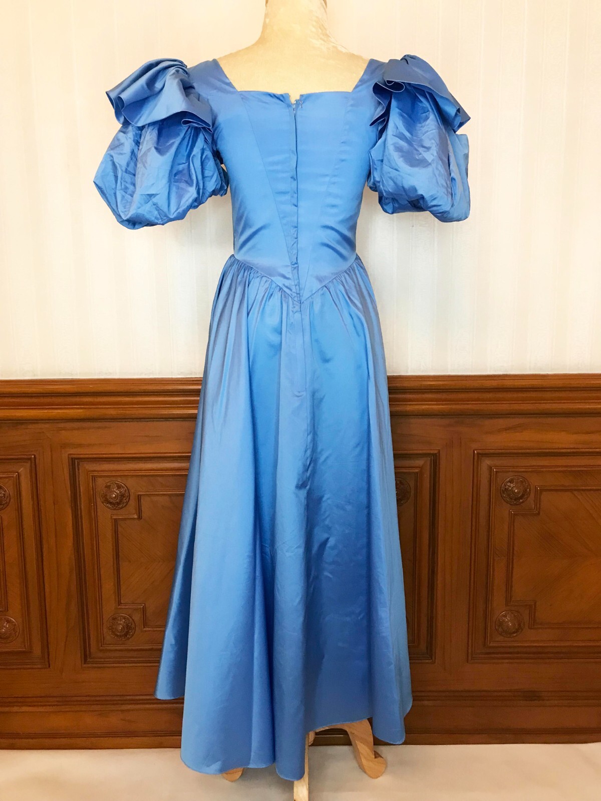 Vintage Alyce Designs Puffy Sleeve Prom Party Formal Dress Gown Blue Sz 6 USA