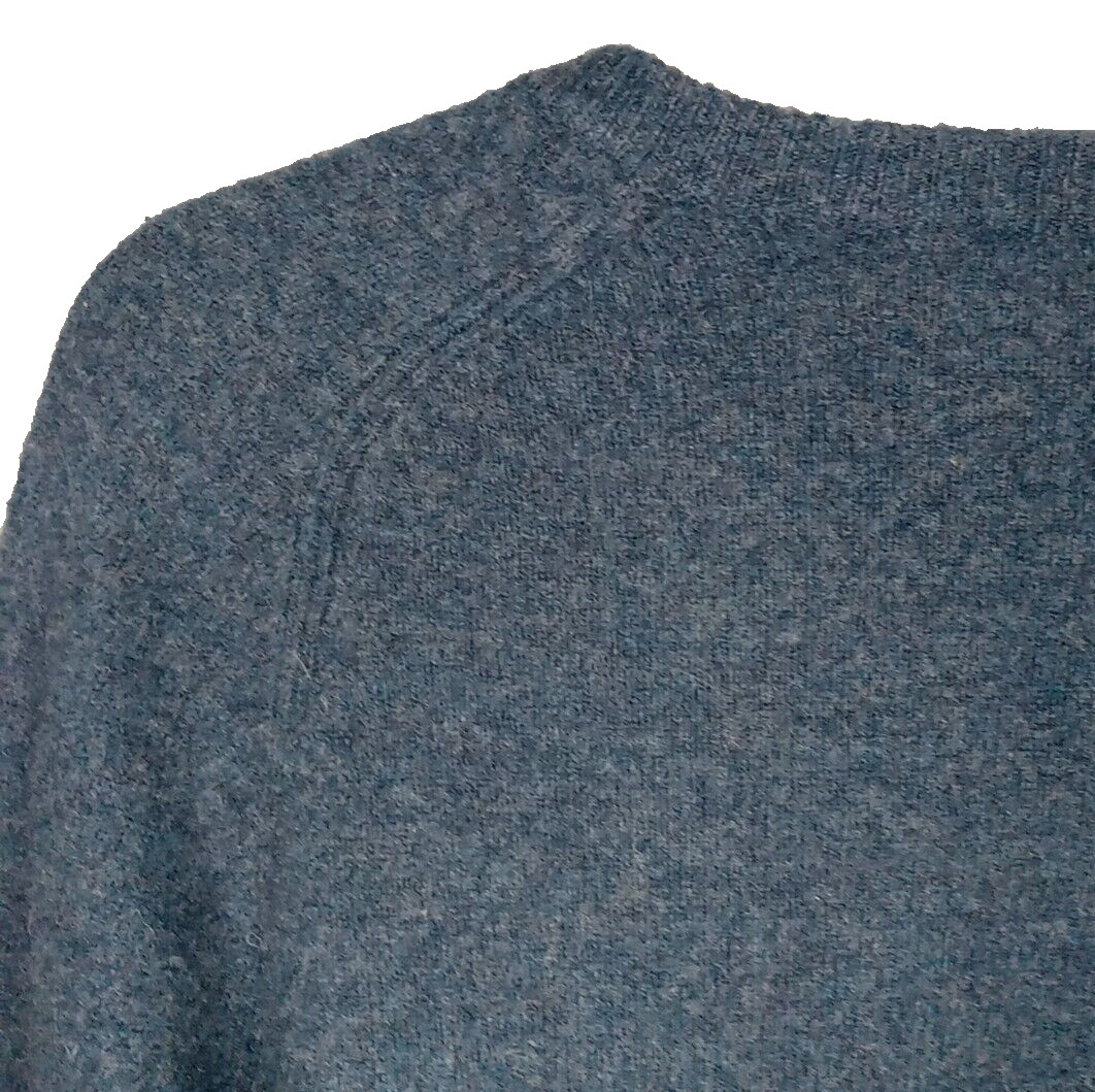 Vintage J Crew Sweater 100% Lambs Wool Womens Sz M Blue V-Neck Pullover Warm