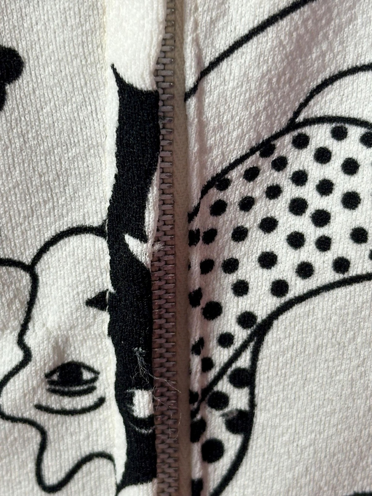 1960s MOD FACE Print SURREALIST OP Art Dot Whimsical Mini Dress. XS-S. AS IS