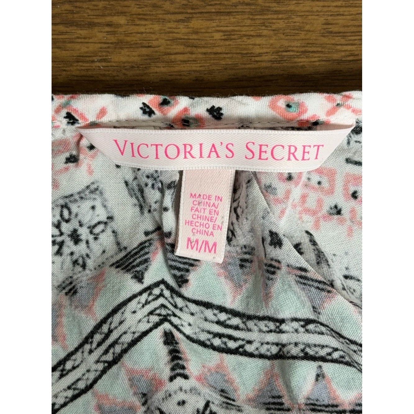 Y2K Victoria’s Secret Beach Cover Up Medium White Black Pink Boho Mini Dress