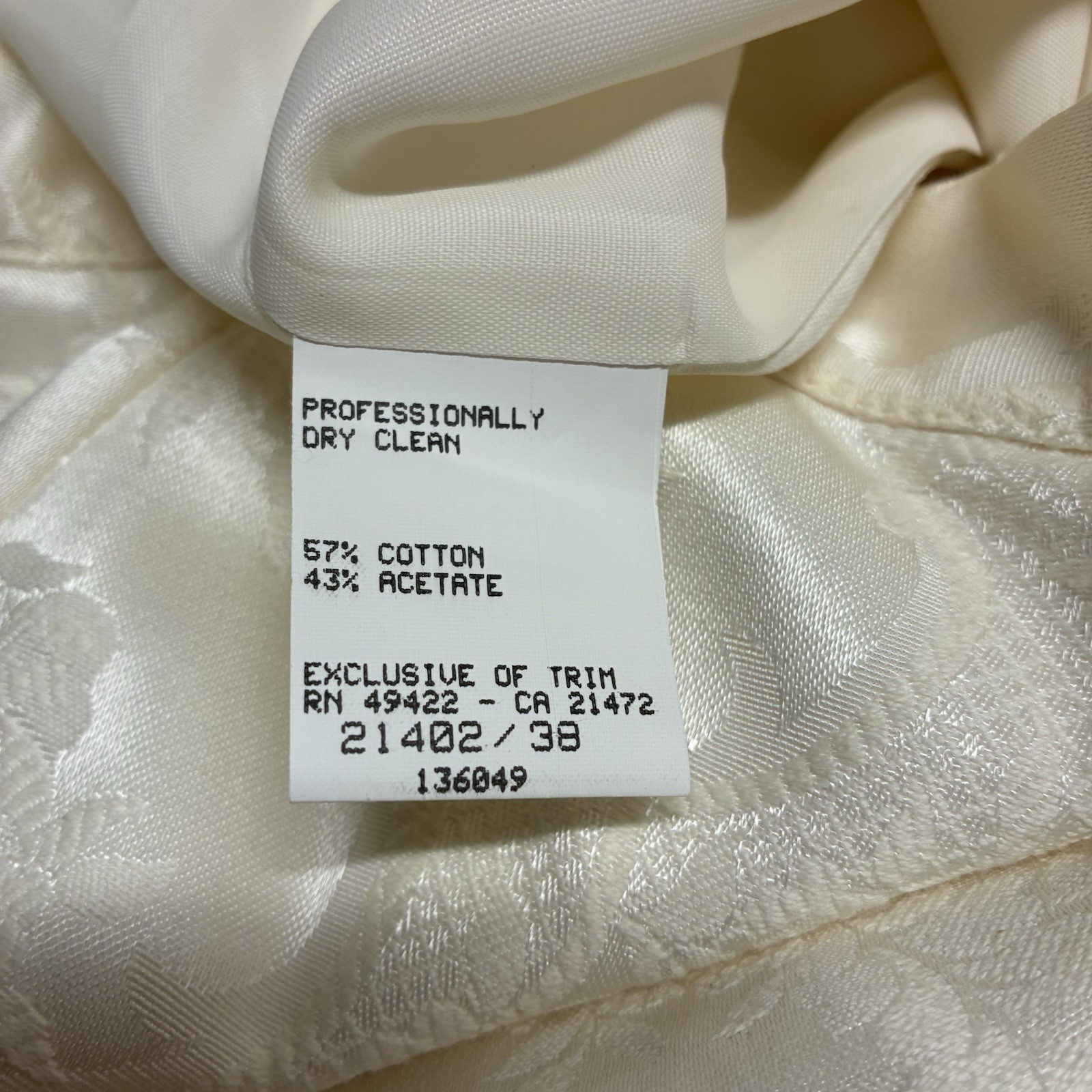 VTG Jessica McClintock Bridal Suit Sz 12 Ivory Peplum Jacket Jacquard Lace 80’s