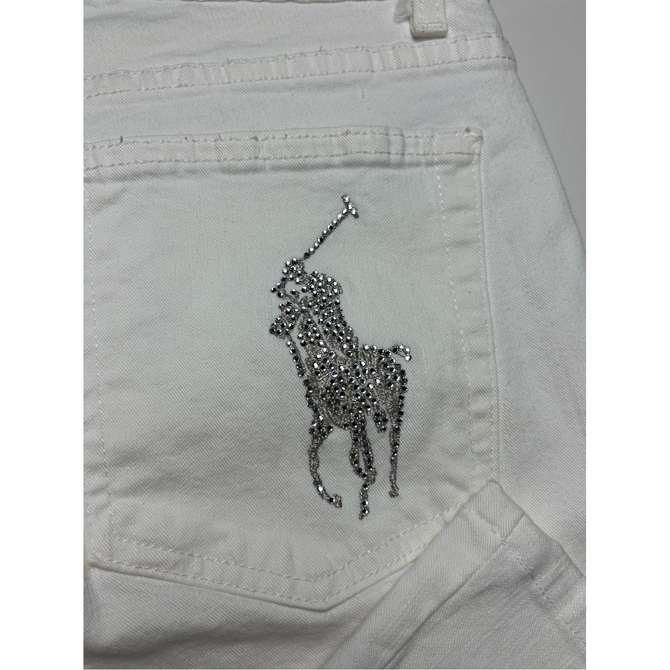 Ralph Lauren vintage white logo pocket embellished jeans sz 28