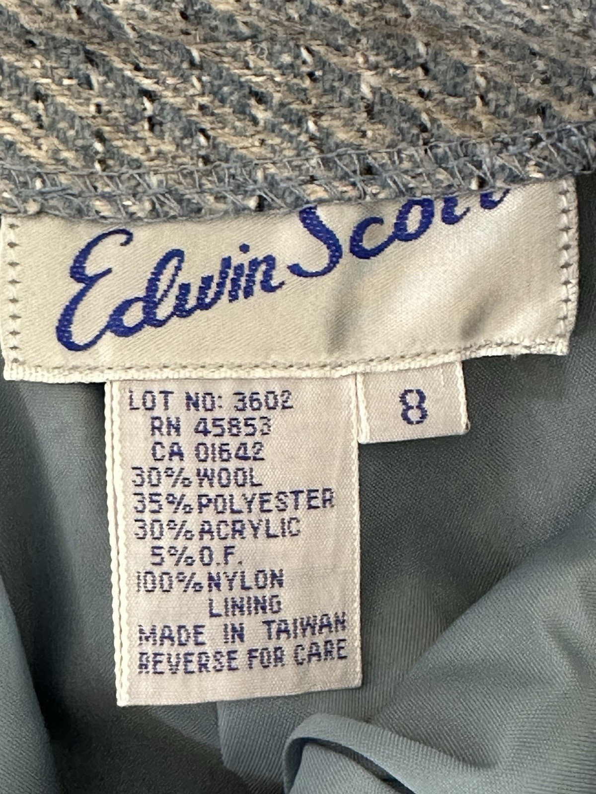 Vintage Edwin Scott Wool Pleated Midi Blue Gray Skirt size 8