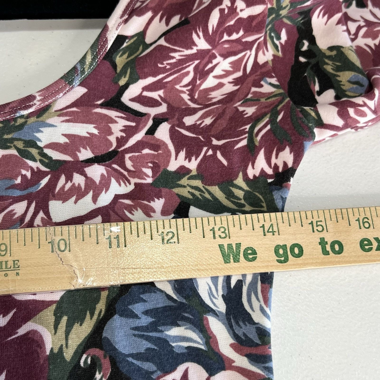 Vintage Express Tricot 90s Mini Bodycon Dress Floral Print Stretch Sz S Moody