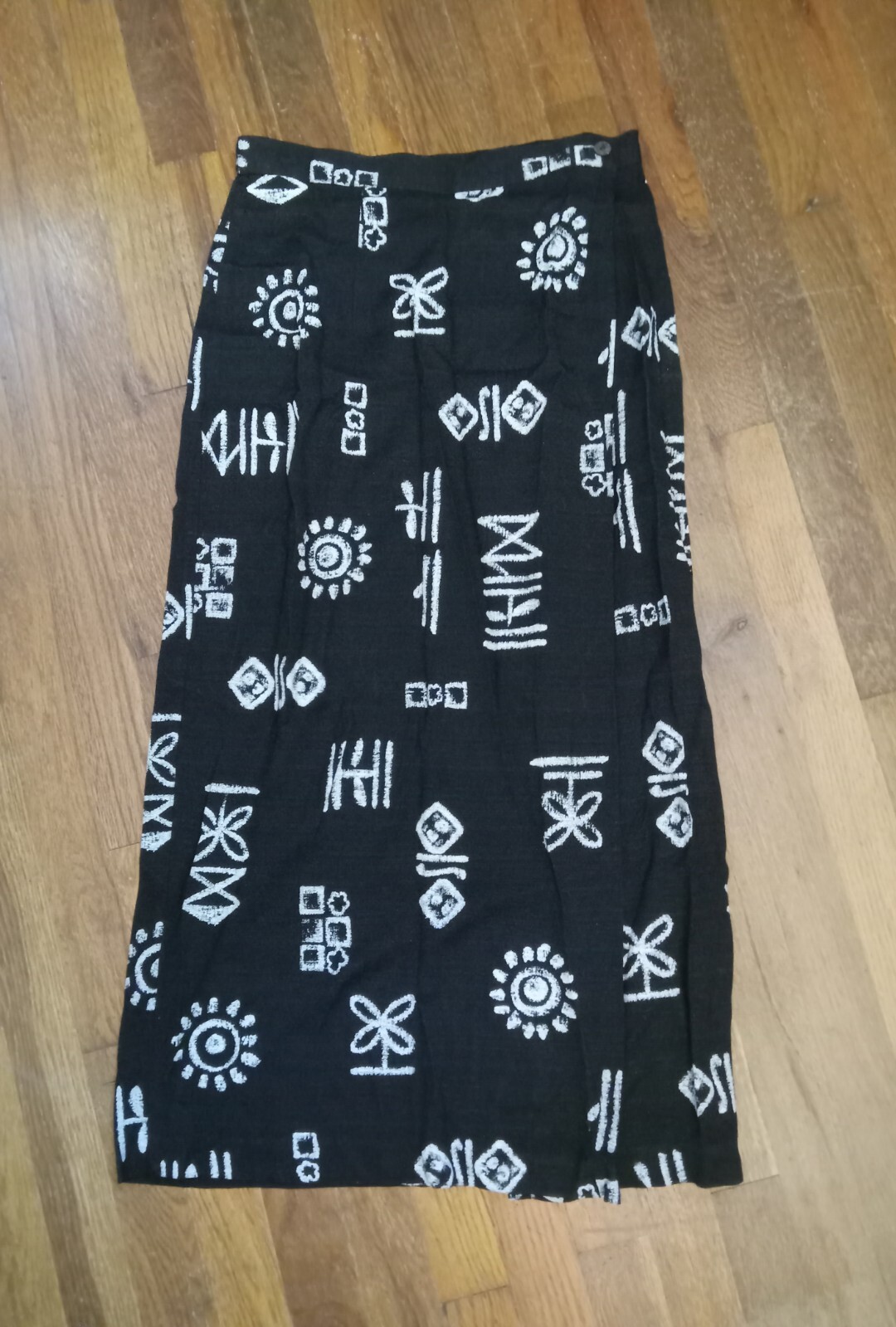 Women’s Aztec Boho Print Wrap Style Skirt Sz 10 USA Rayon Vintage 80s Art Wear