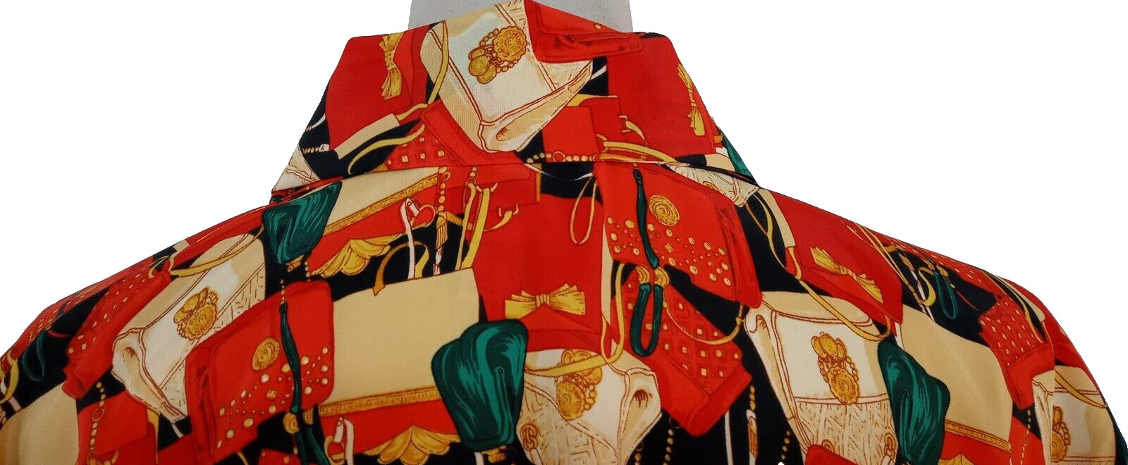 Vintage Jordan Top Women’s 14/16 Long Sleeve Blouse Red Buttons Tie Purses 90s