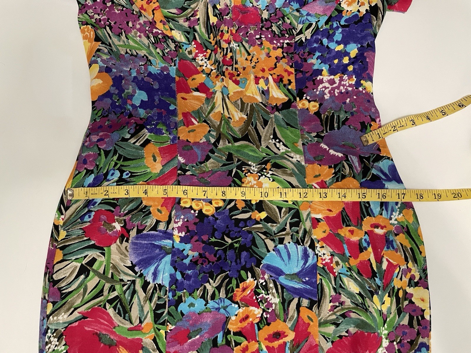 VTG Off Shoulder 90s Floral Wiggle Sheath Pencil New Wave Dress Skirt small