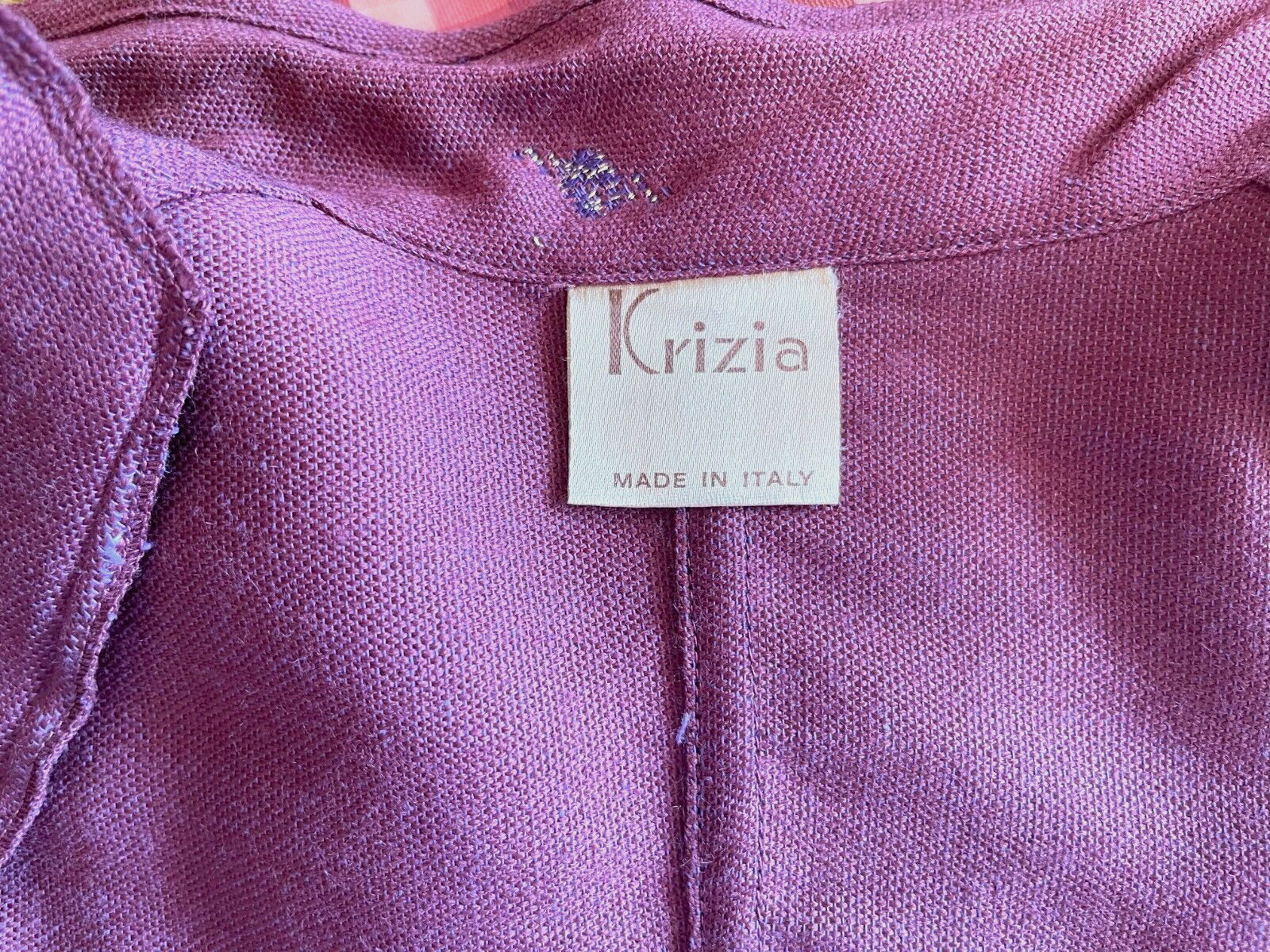 Vintage Krizia Purple Silver Metallic Lurex Evening Jacket W/ Floral Design SZ 6