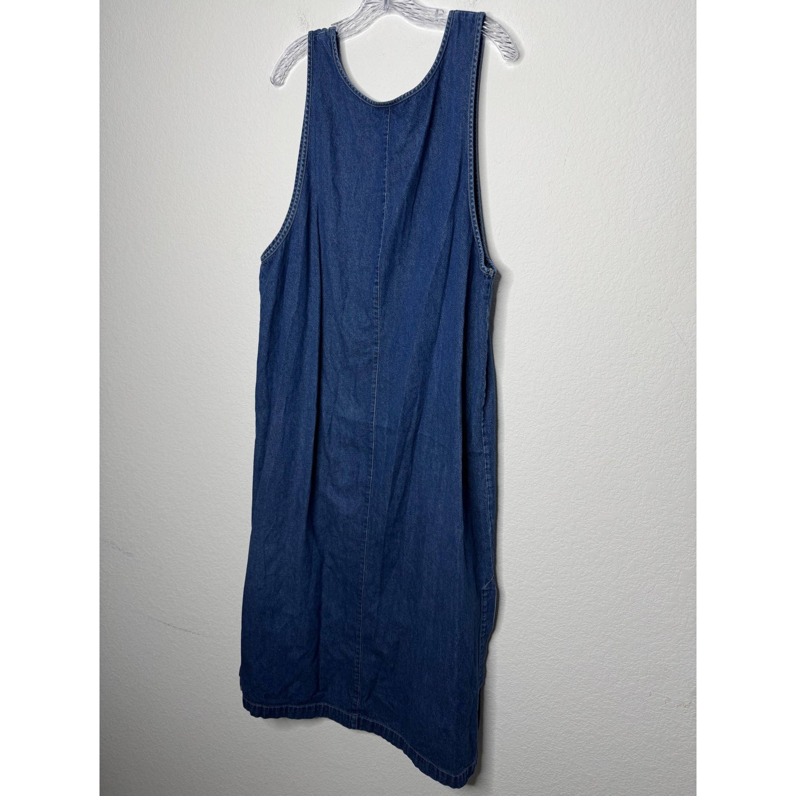 Dress Barn Denim Midi Dress Size 1X Blue Floral Embroidered Vintage Cottagecore