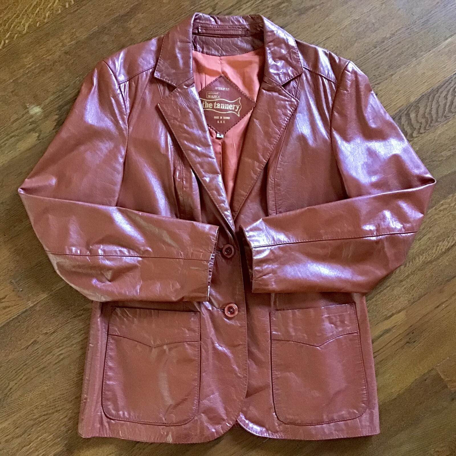 Vintage Montgomery Ward The Tannery Leather Jacket Blazer Lined 13/14 US M/L