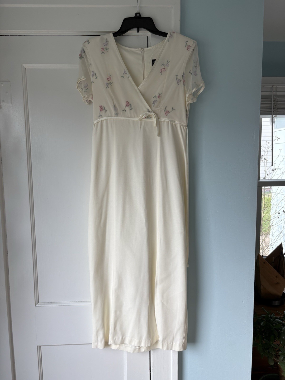 Vintage 90s Dawn Joy Fashions Cottagecore Grandma Mesh Floral Top Dress 9-10