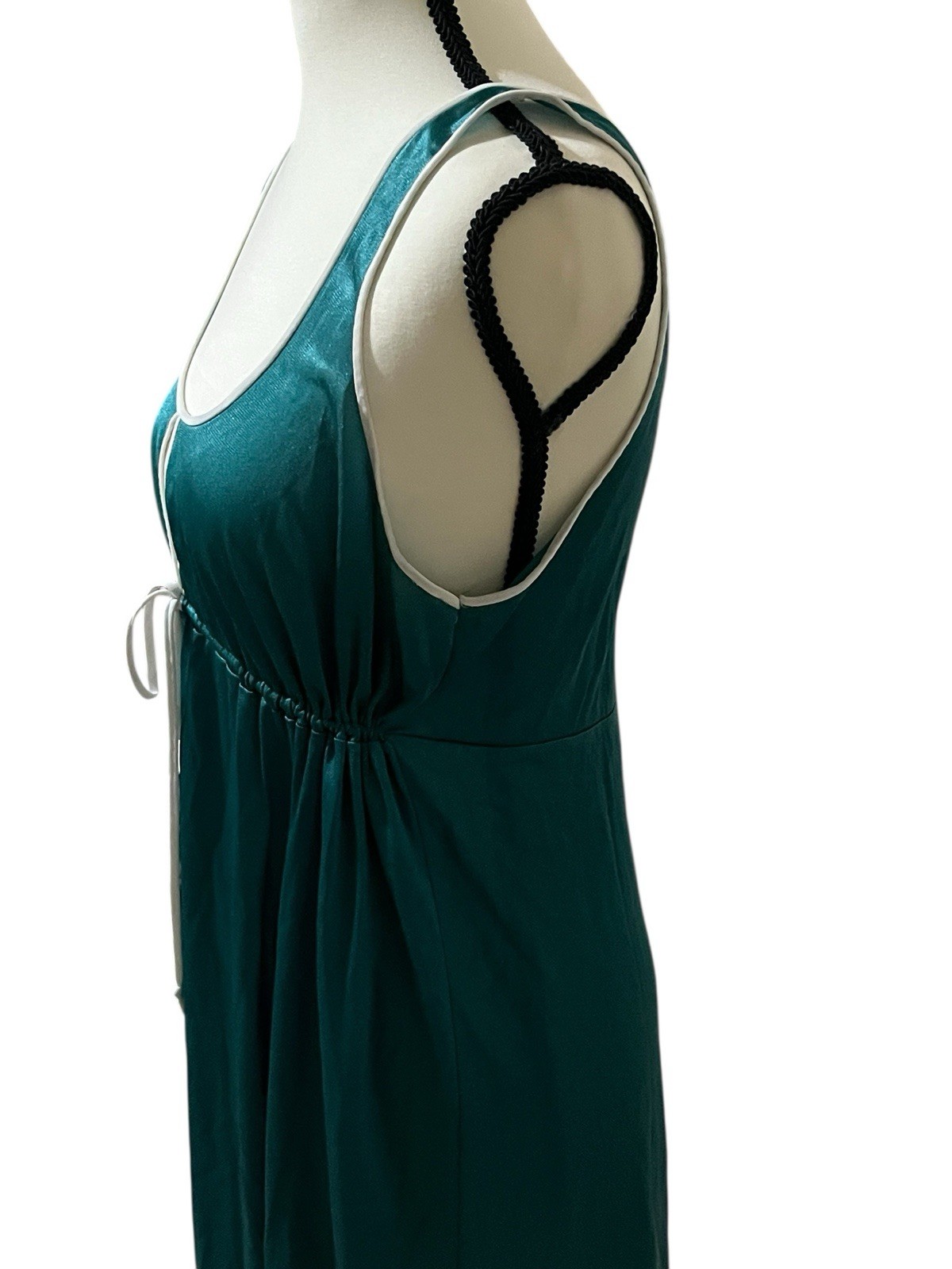 Vtg 80’s/90’s Silky Nylon Teal Keyhole Tie Sleep Dress Nightgown Romance S/M