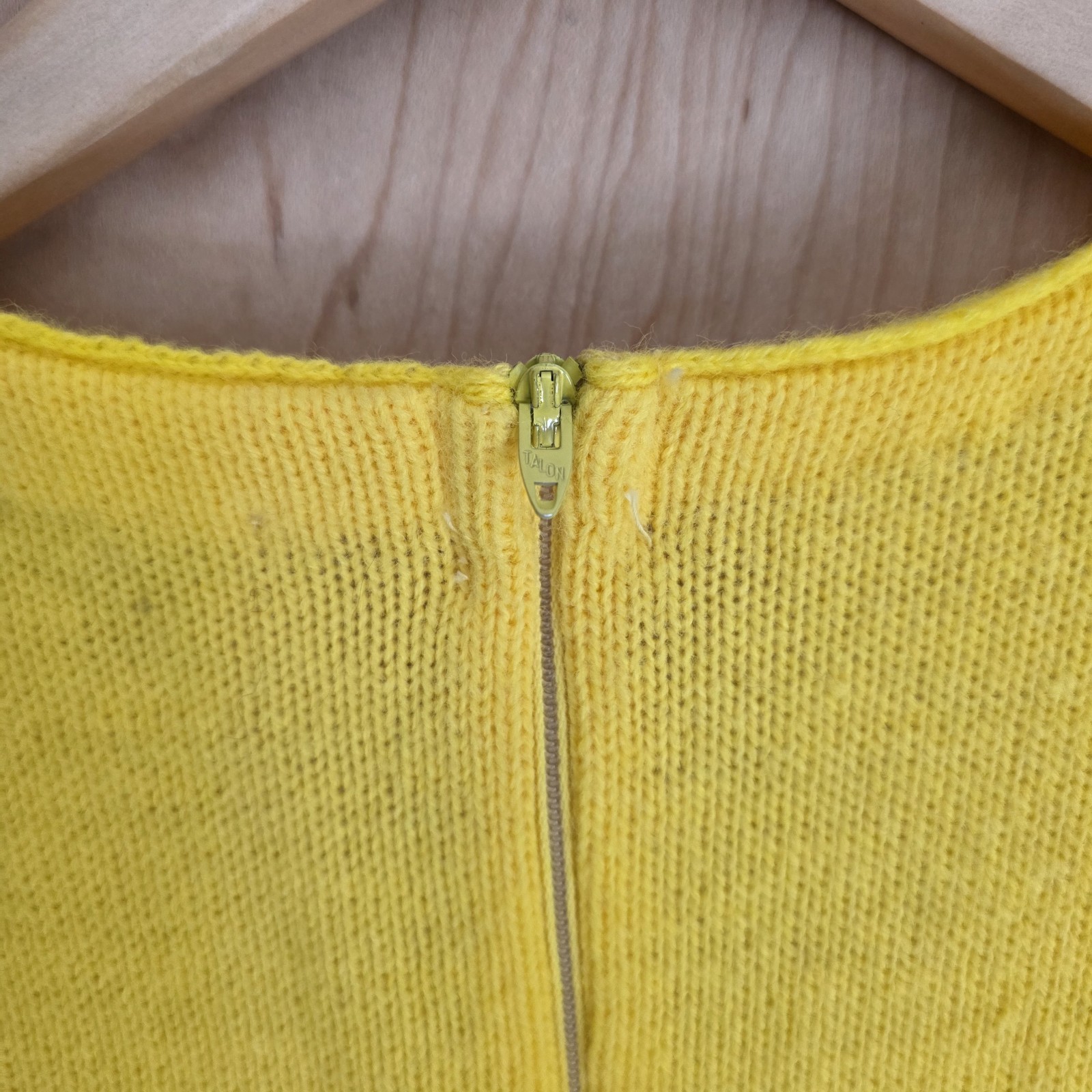 Alberic Beldoch Popper Vintage 60s Yellow Orlon Acrylic Belted Sweater Dress