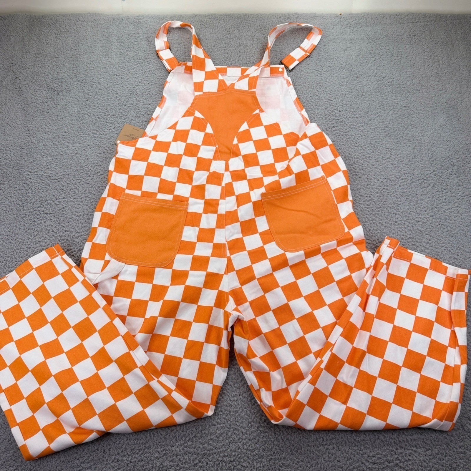Giftdigger Orange White Overalls XL Checkerboard Bib Jumpsuit Tennessee Vols