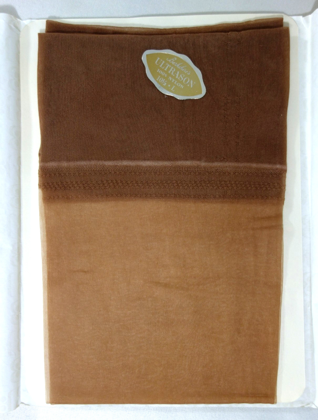1Pr VINTAGE~BERKSHIRE ULTRASON~ 10.5 X 35″ TALL GIRL DEMI-TOE NYLON STOCKINGS