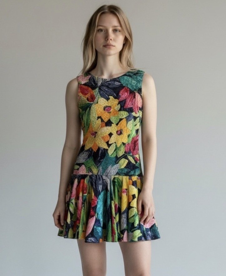 Vintage Cathy Hardwick Colorful Tripical 80s Novelty Print Sleeveless size 6
