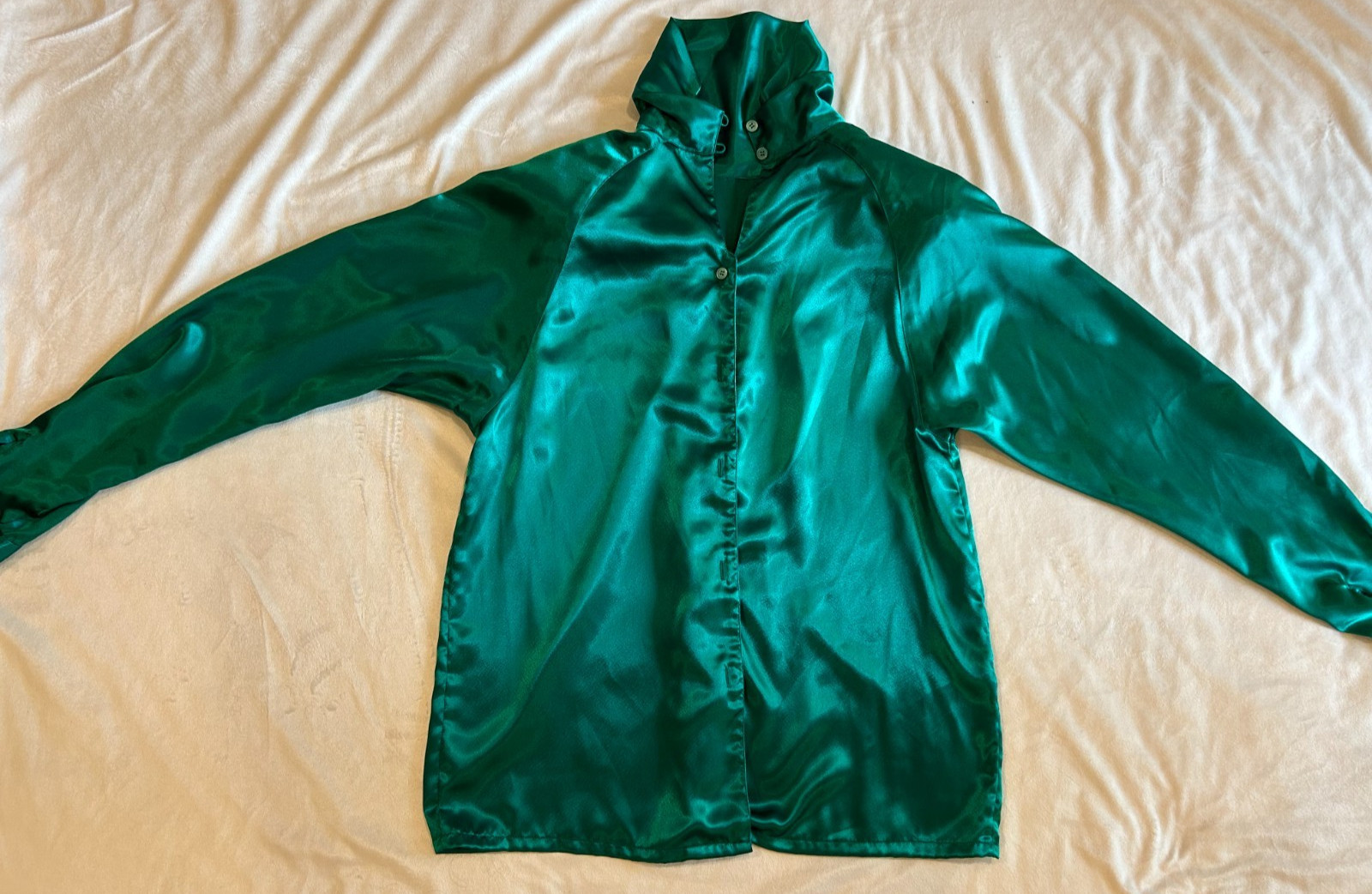 Vintage 80’s Michelle Stuart Green Power Blouse Shoulder Pad Women’s 6