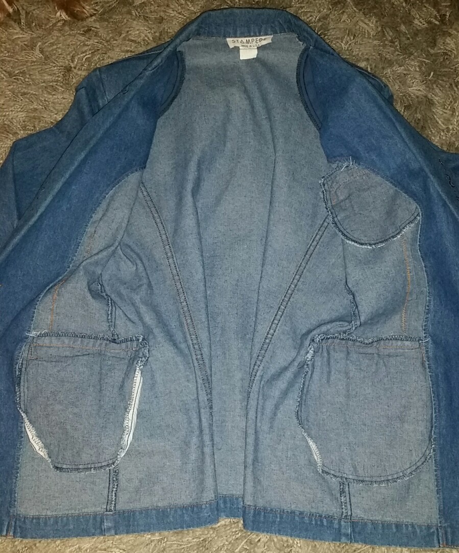 VINTAGE Stampede ~ Made in USA Denim Jacket Embellished w/Silver Scroll Accents