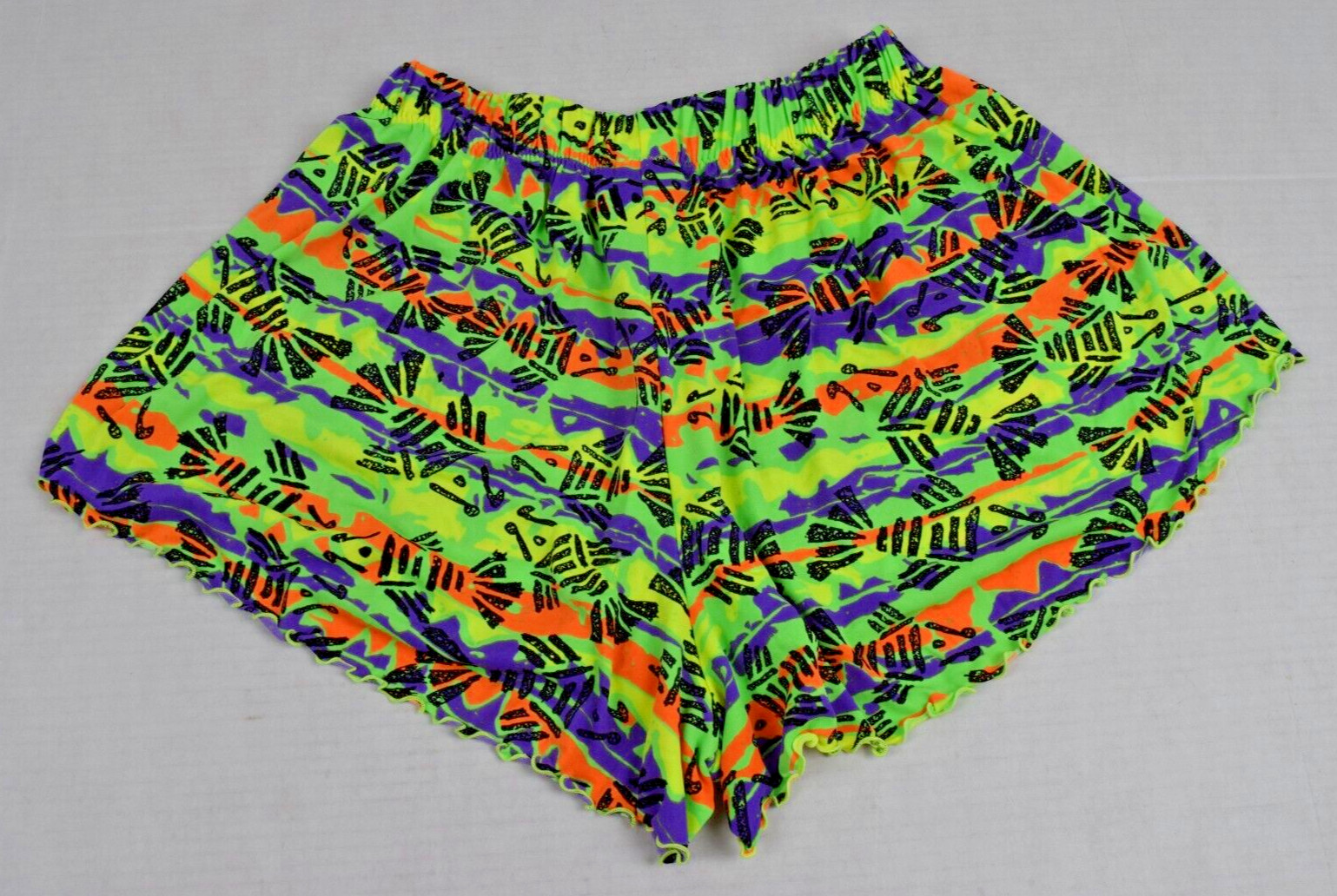 Vintage Neon Pool Shorts High Cut California Size M 80s Thin Flowy Made USA