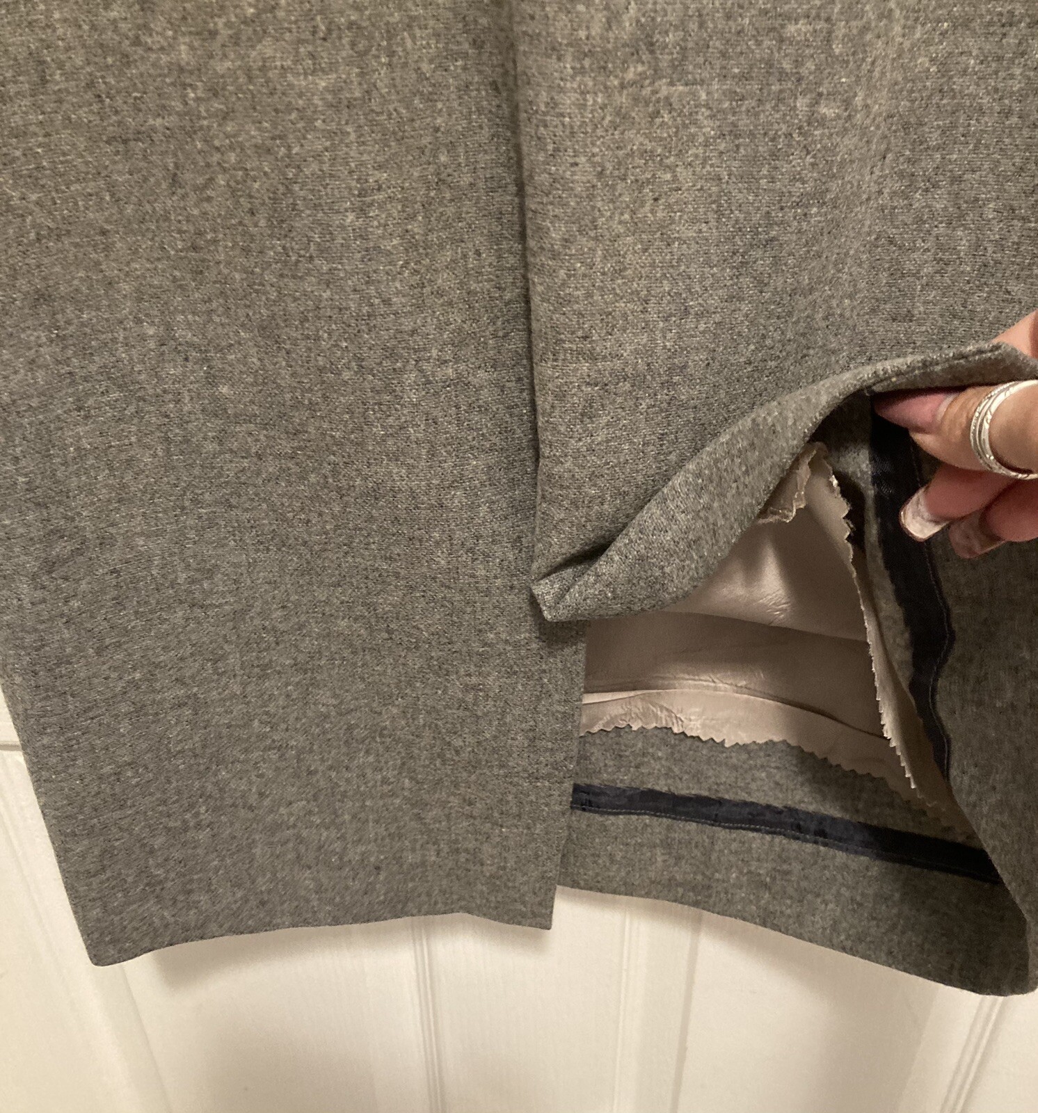Vtg 50-60’s Gray Wool 2 Pc Dress 1/2 Sleeve Crop Jacket HandMade By Elizabeth Sm