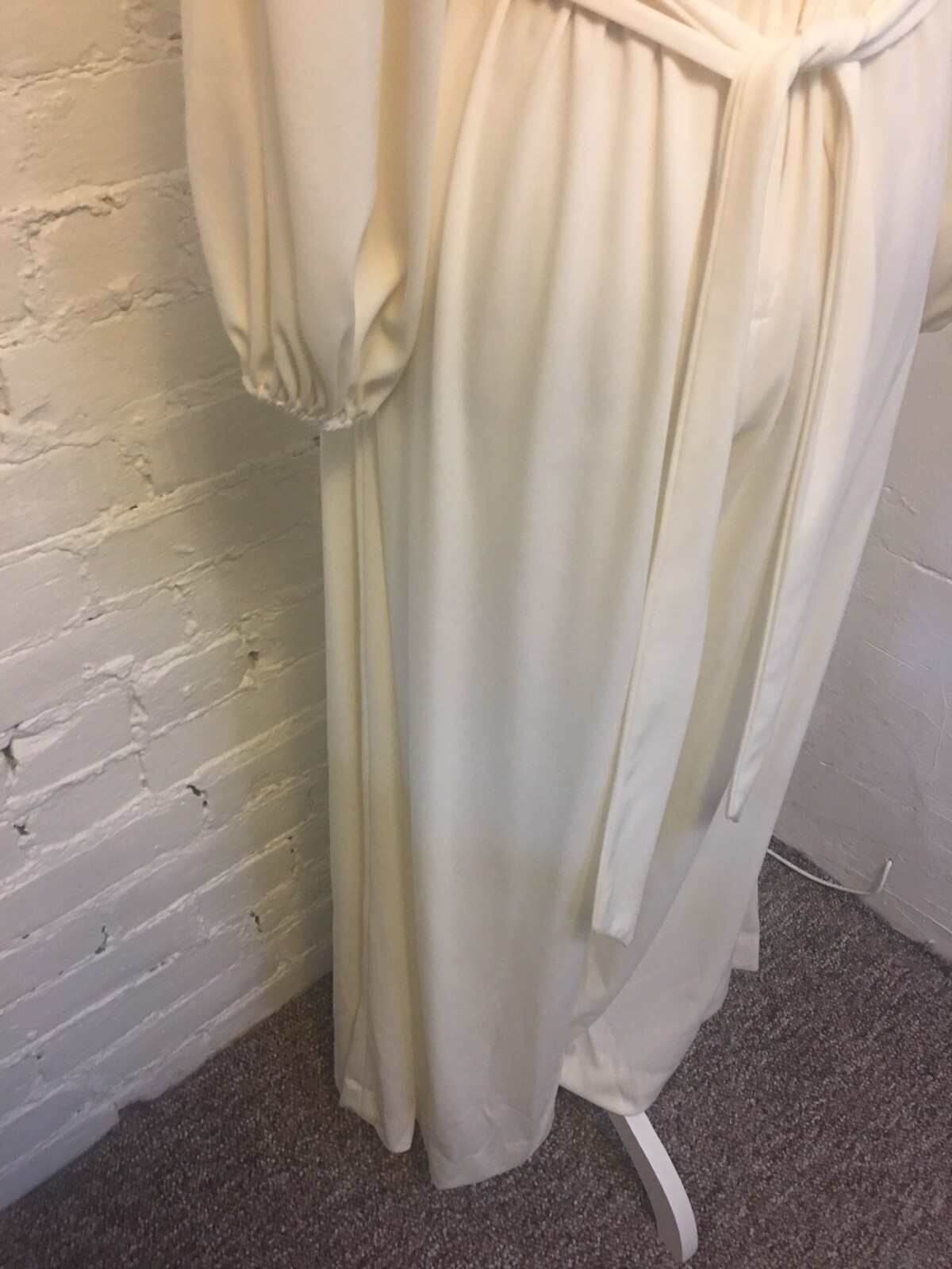 Vintage 70s rope trim wide leg jumpsuit ivory size s-m party cocktails