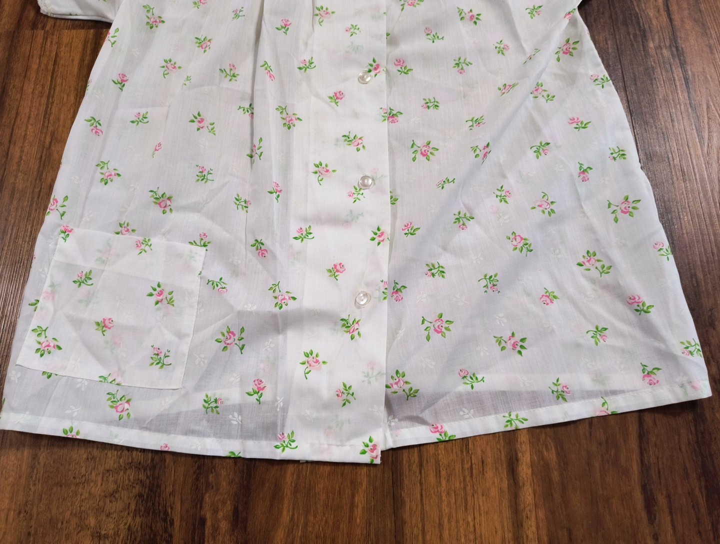 Vintage Katz Button Up Lace Trim Forest Floral Pajama Top
