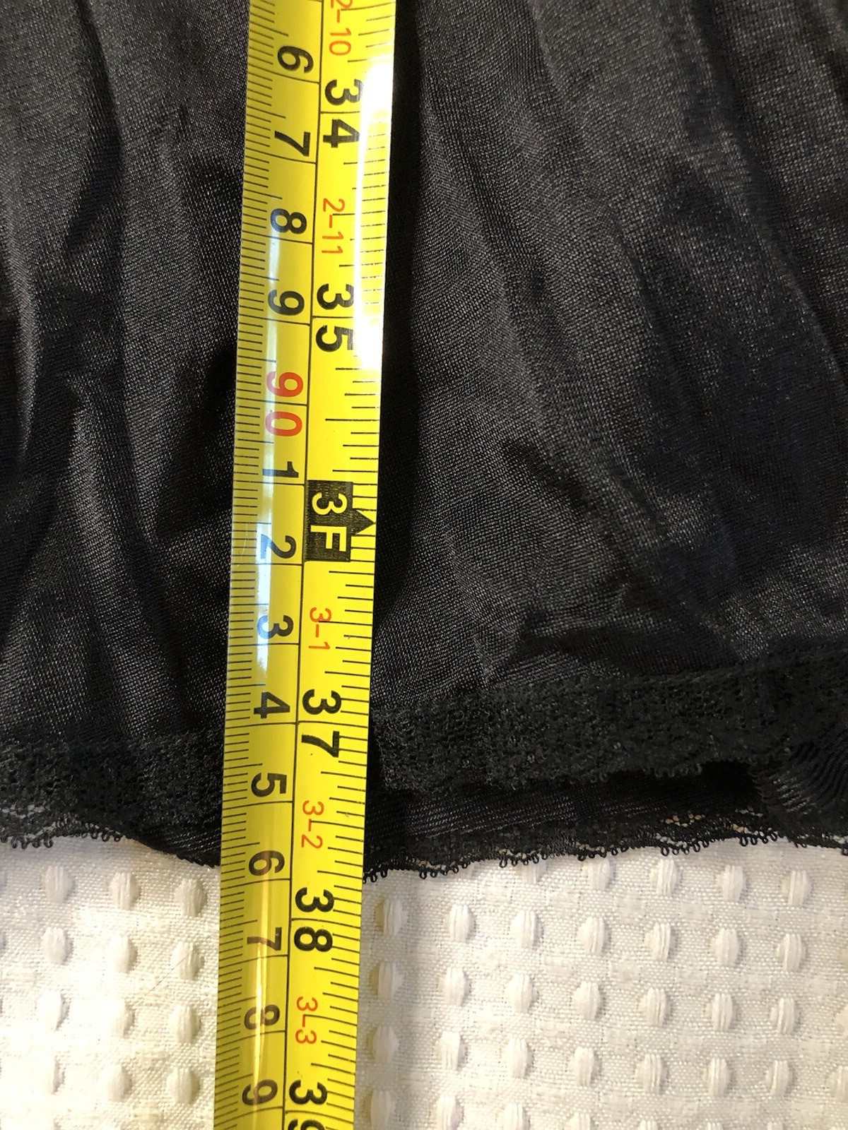 Olga 1349F Black Size 34 (29″) Full Slip Nightgown Lace Trim Bust Nylon Vintage