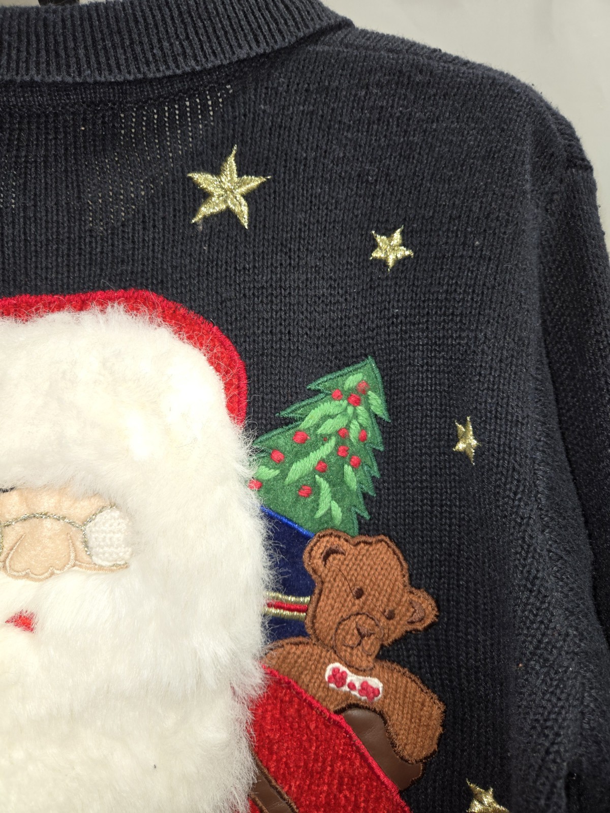Vintage Women’s Hampshire Studio Blue Christmas Zip Sweater Presents Santa MED