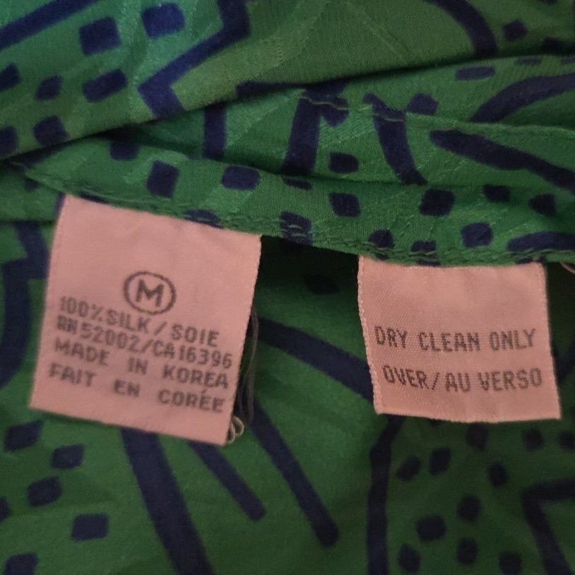 Liz Claiborne Collection Green Silk Leaf Print Skirt Suit Set, Women’s Size 6