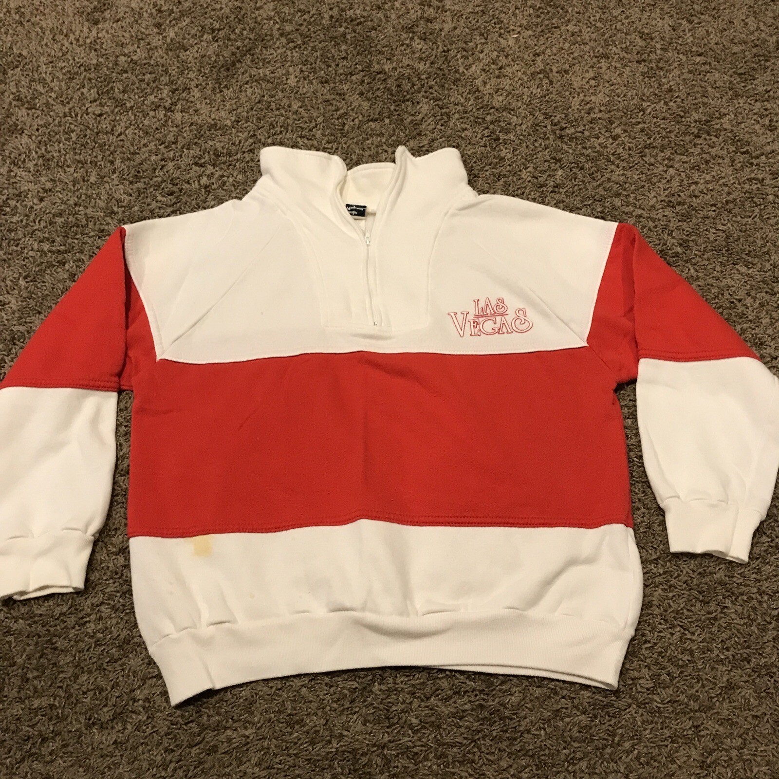 Vintage Las Vegas 1/4 Zip Sweater Womens L Red white Pacific Play wear B12