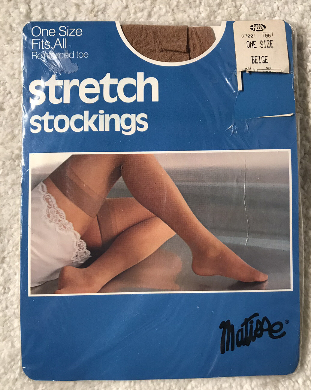 NOS Vintage Matisse Thigh High Stretch Stockings Beige One Size Fits All