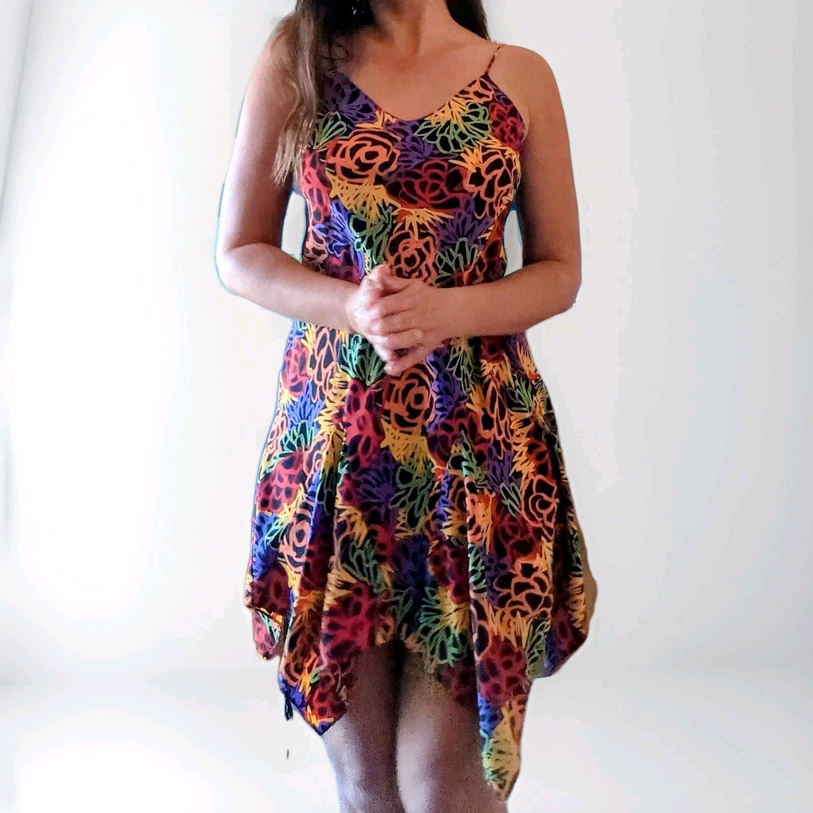Vintage Papillon by Paula Carbone Fairycore Handkerchief Hem Slip Dress Medium