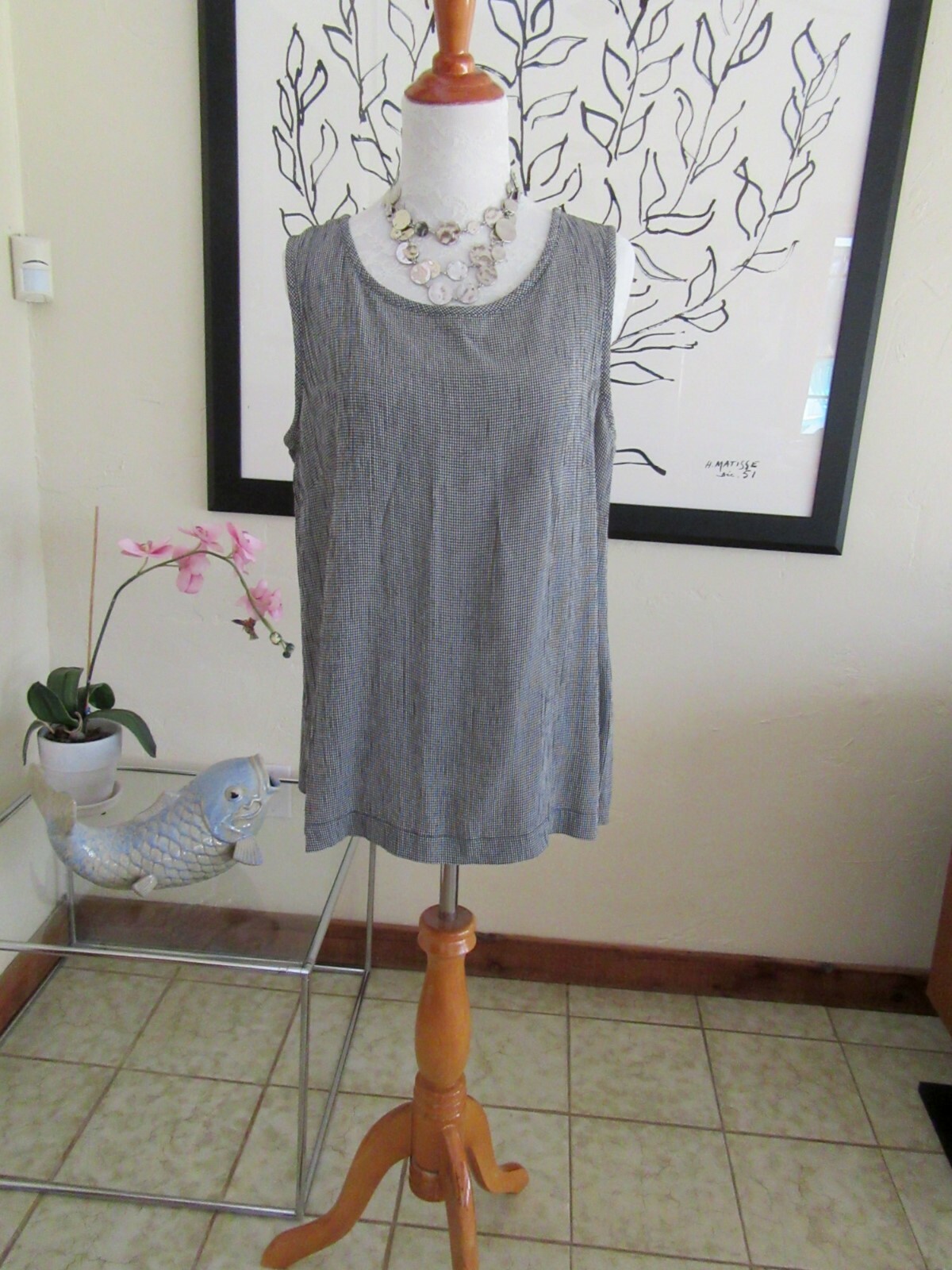 EVAN PICONE Black & white checked top & midi skirt size Large vintage 1990s
