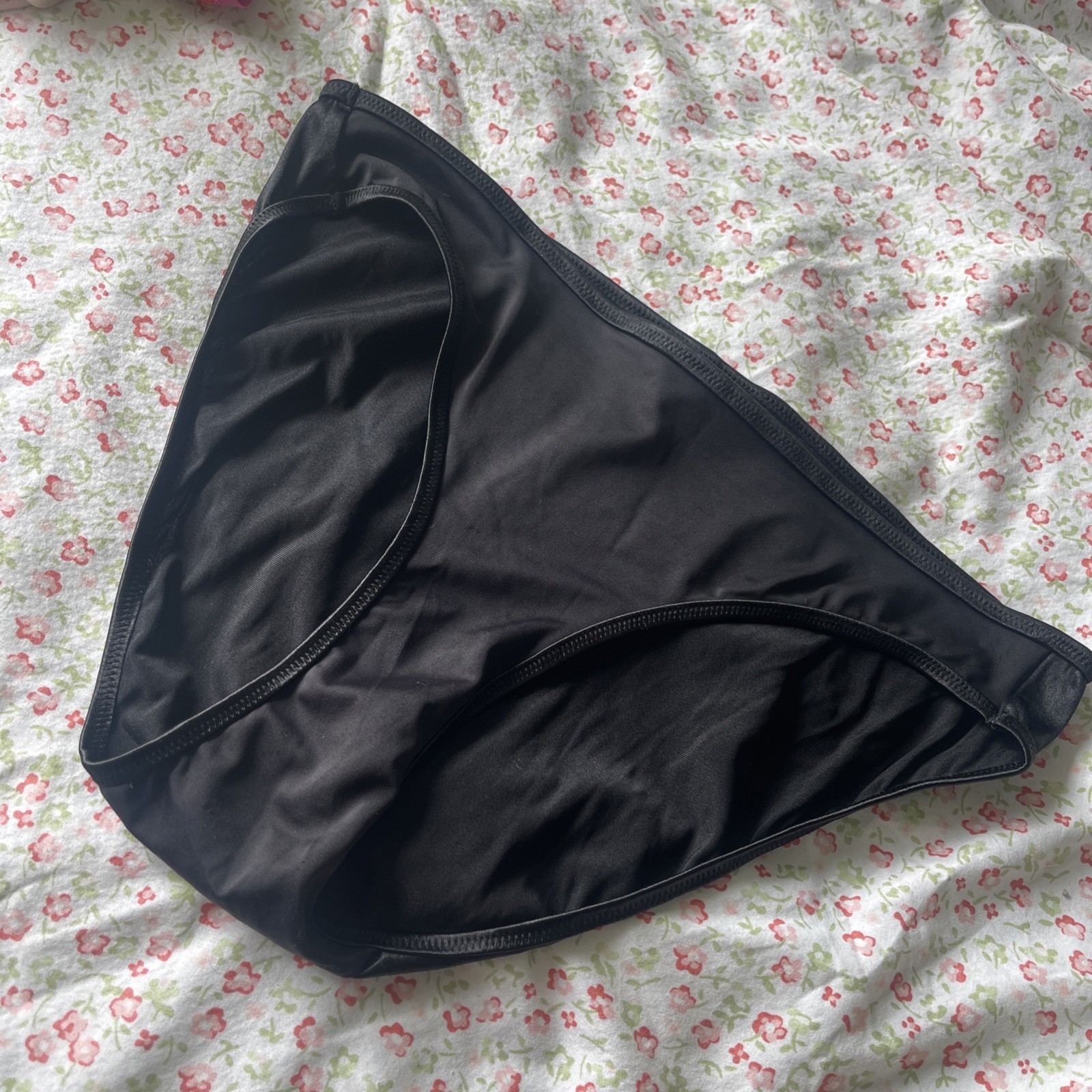 VTG Victoria’s Secret Black Silky Second Skin Satin Sissy Panties Sz XL Granny