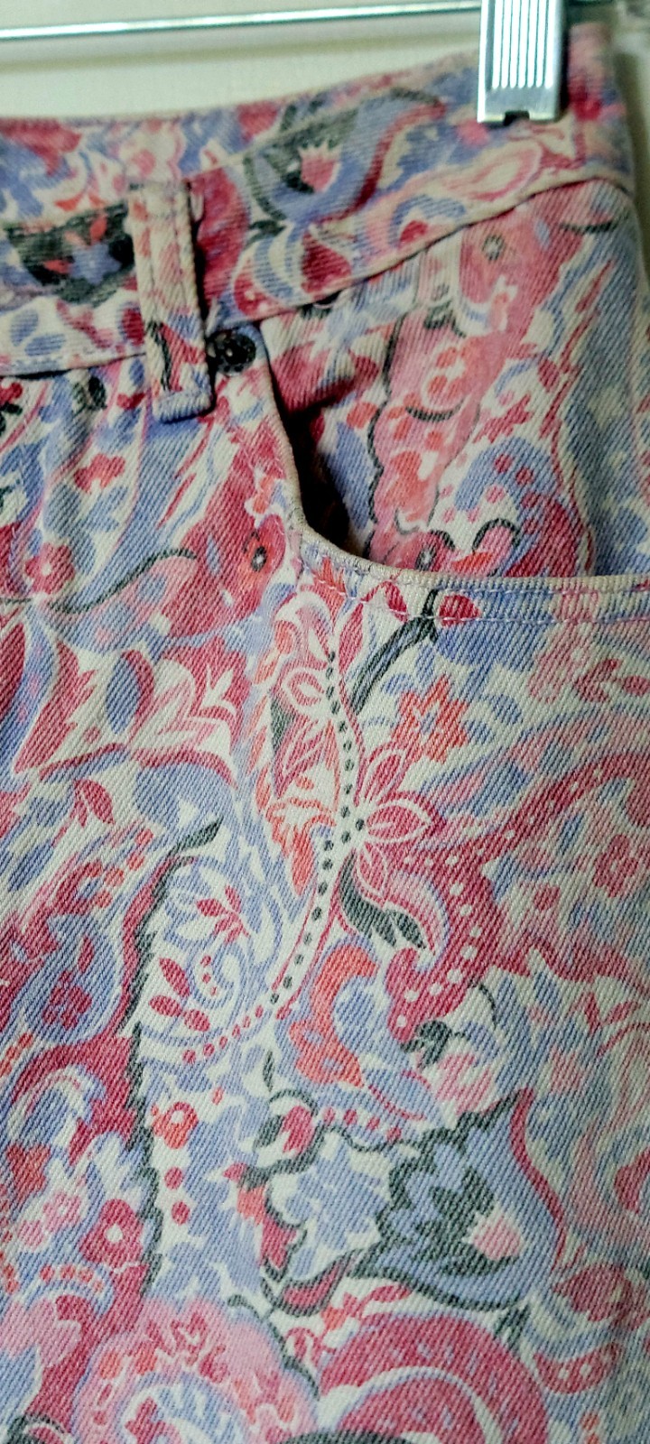 Vtg Early 90s Rare Corniche Floral Pastel Print High Waisted Jeans Size 9/10