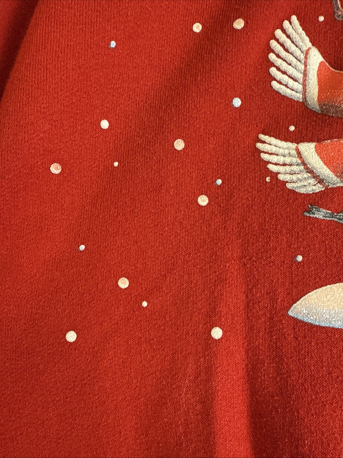 Morning Sun Vintage Crewneck Pullover Sweatshirt Large Snowman Birds Christmas