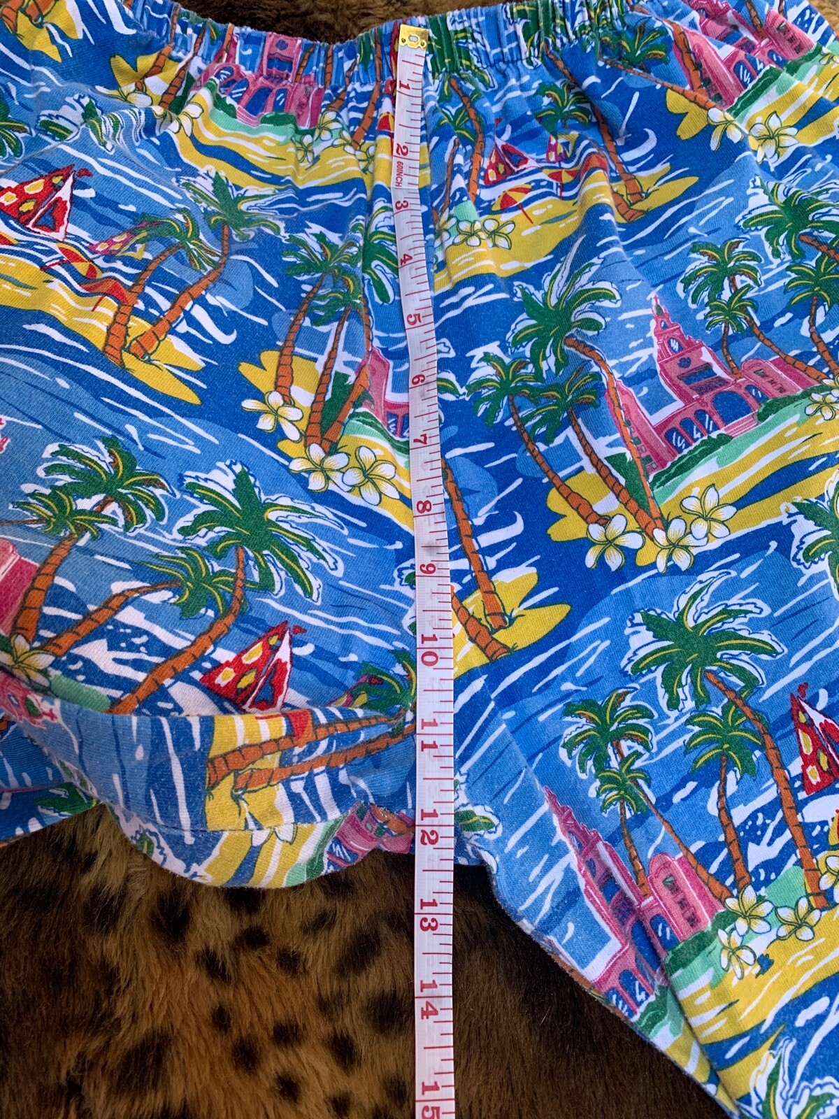 McInerny Hawaii Lounge Wear Two Piece Pajama Set Hawaiian Print Colorful Medium