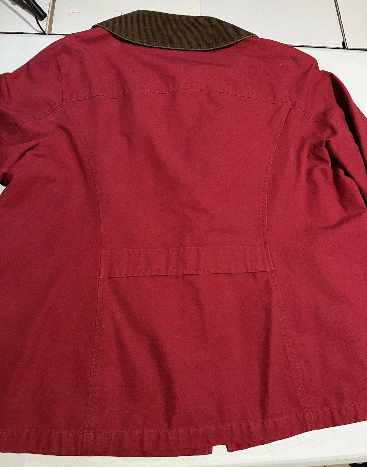 vtg LL Bean Womens XL 1X Red Chore Coat Barn Field Jacket Plaid Lined Corduroy
