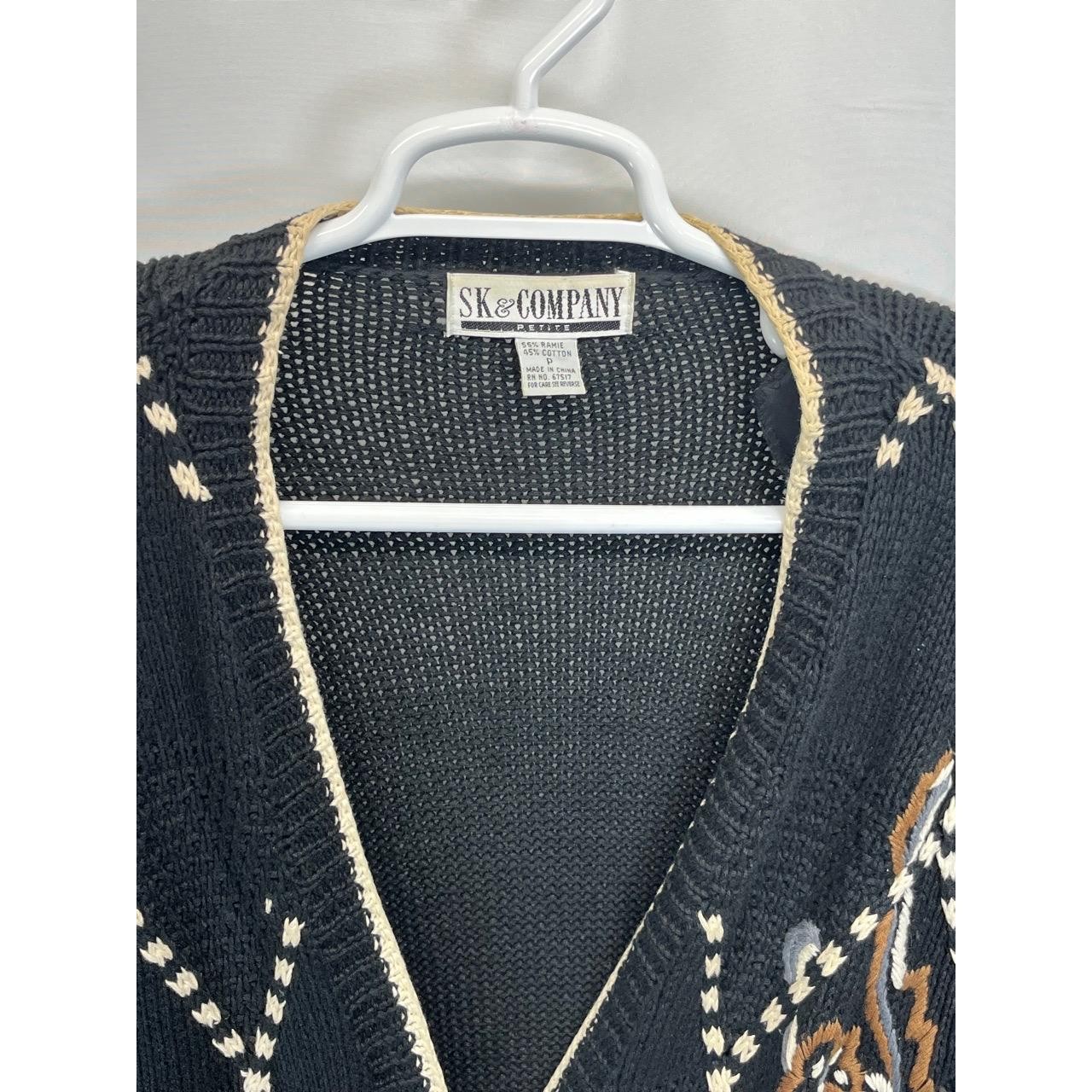 Vintage SK & Company Women’s Multicolor Cotton Blend Embroidered Cardigan Size P