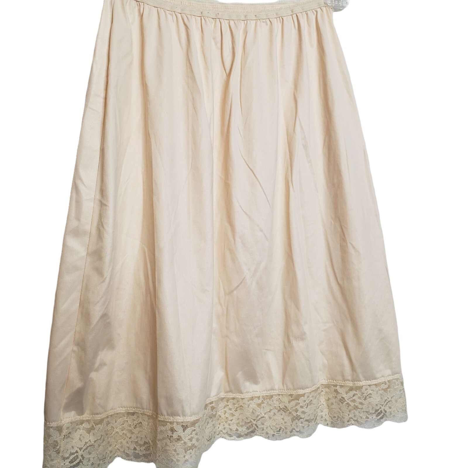 Vintage Hollywood Vasarette Half Slip Cream Size Small Lace Trim