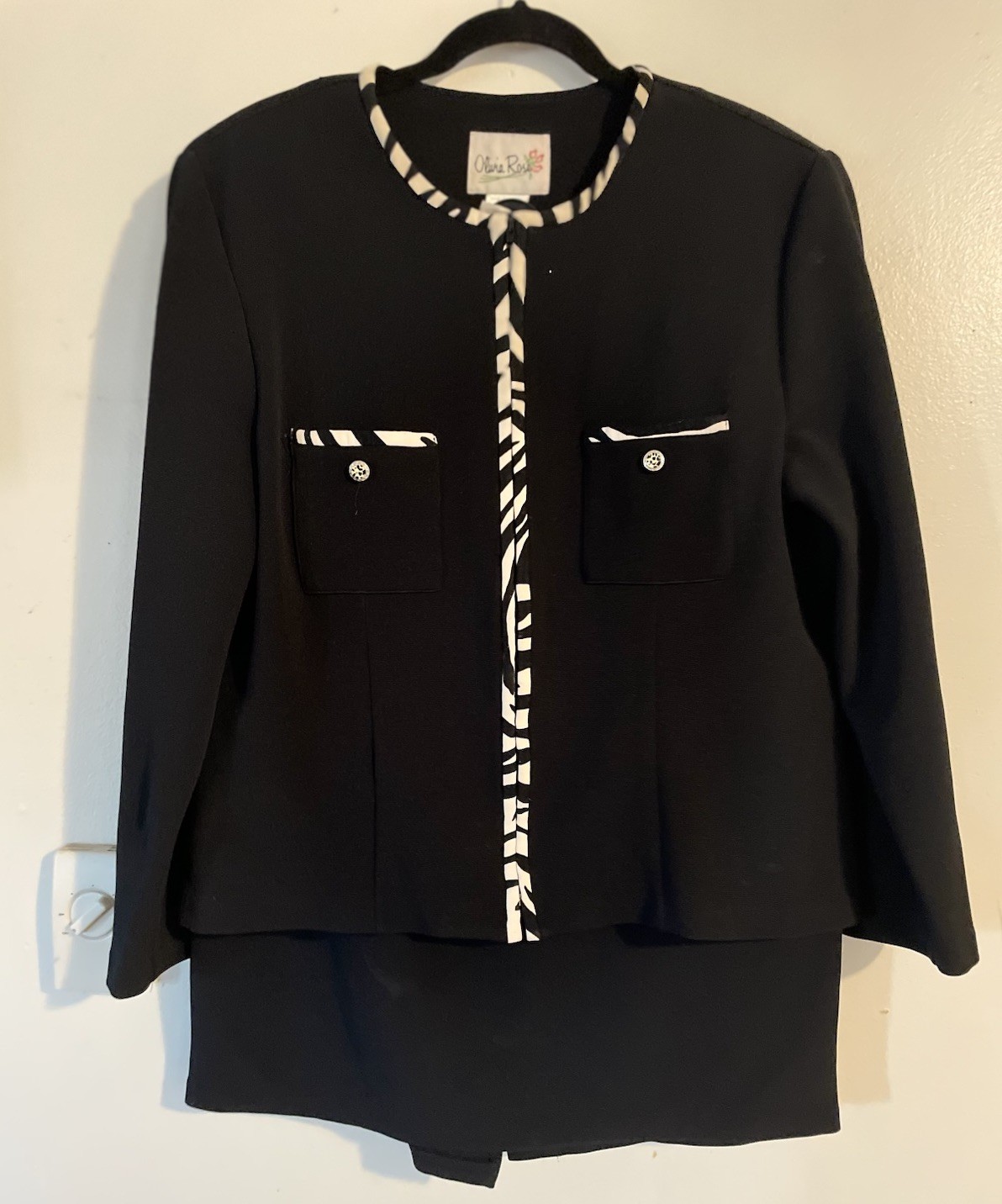 Vintage 80/90’s Olivia Rose Skirt Suit Set Stretch Zebra Size 18M