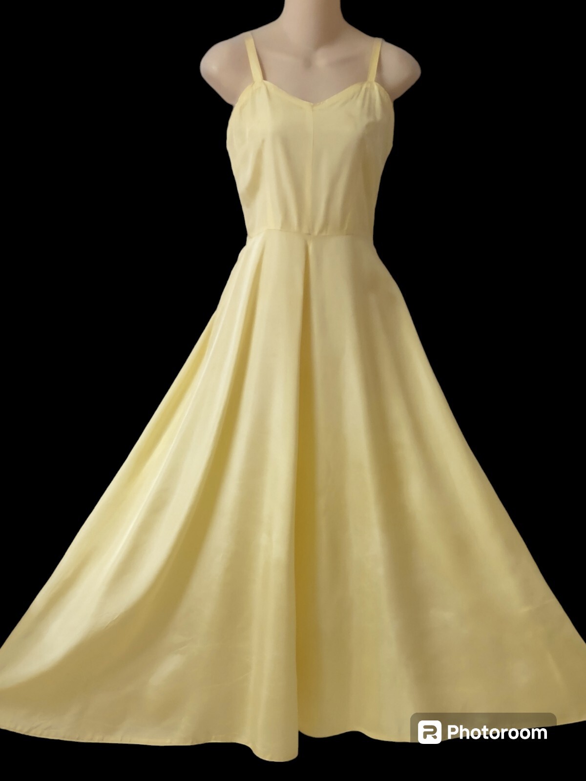 Vintage 40’s Hollywood Glamour Silk Rayon Yellow Bias Gown Dress Side Zipper S