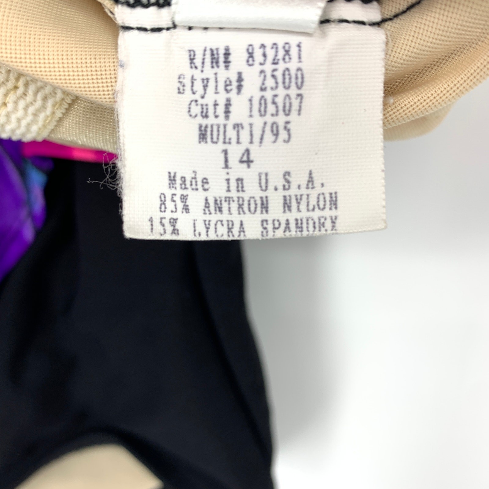 Vintage One Piece Swimsuit Womens Apx Sz S/M Black Pink Purple Draped Front