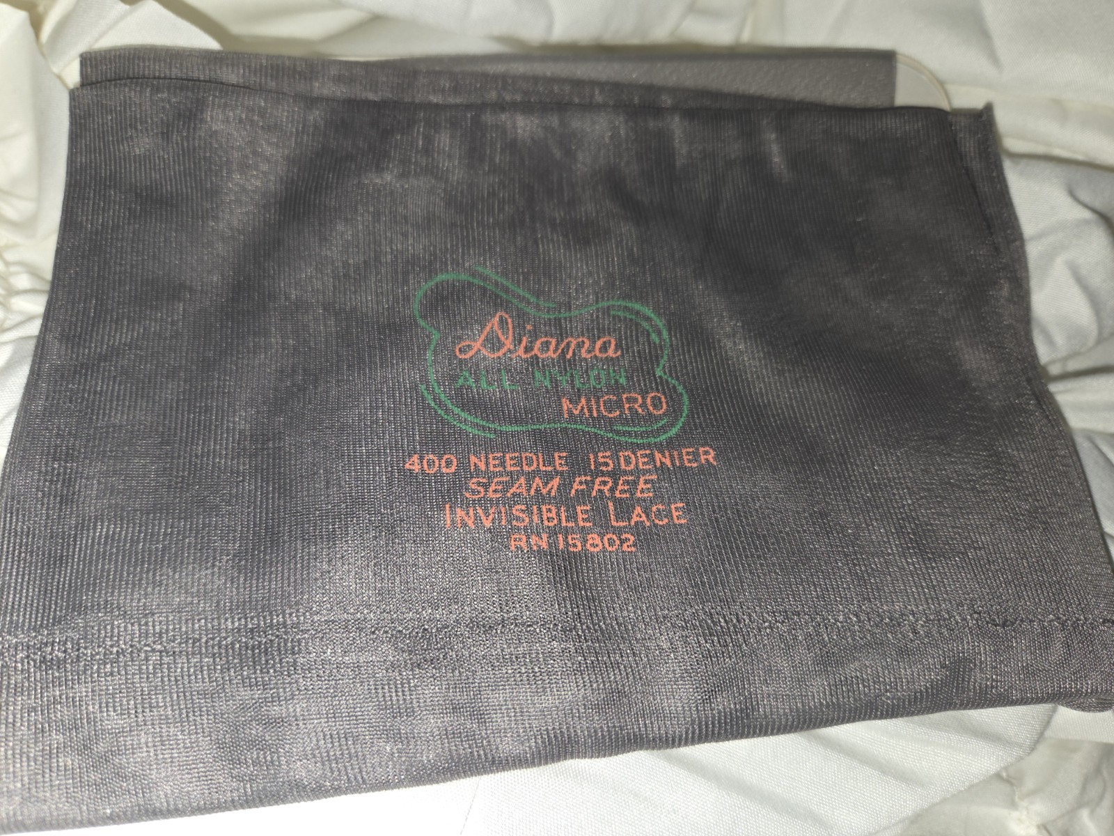 2 VTG Diana sz 10 Gray Micro 15 Denier Seam Free Invisible Lace Stocking Nylon